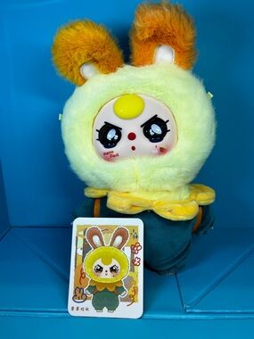 Plush Bunny Character Toy - Yellow & Orange